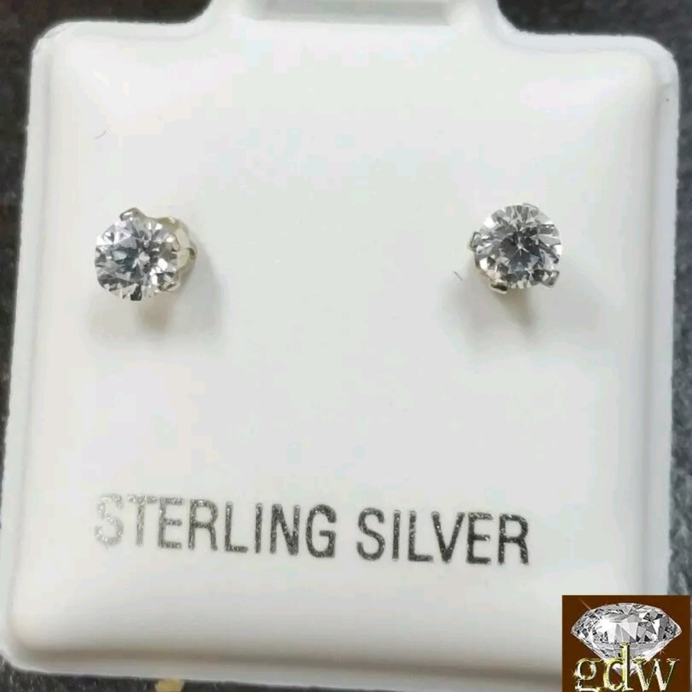 ♡925 Sterling Silver,3mm CZ Stud Earrings♡